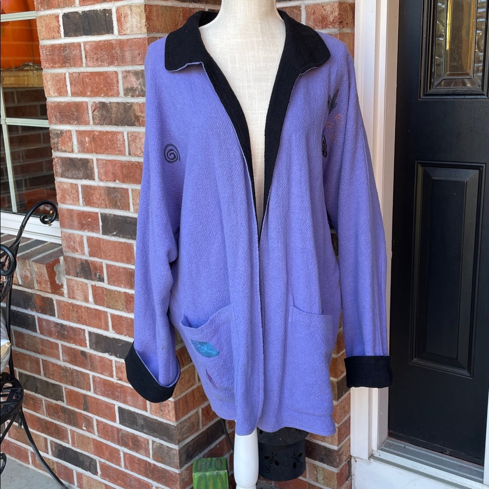 Vintage 90’s Toofan Reversible‎ Cardigan With Dragonfly